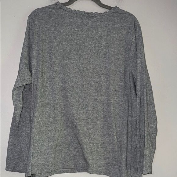 Talbots Gray Relaxed Blouse with V-Neckline - Picture 9 of 9